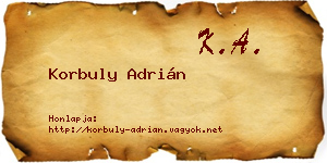 Korbuly Adrián névjegykártya