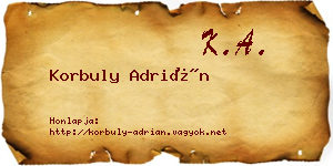 Korbuly Adrián névjegykártya